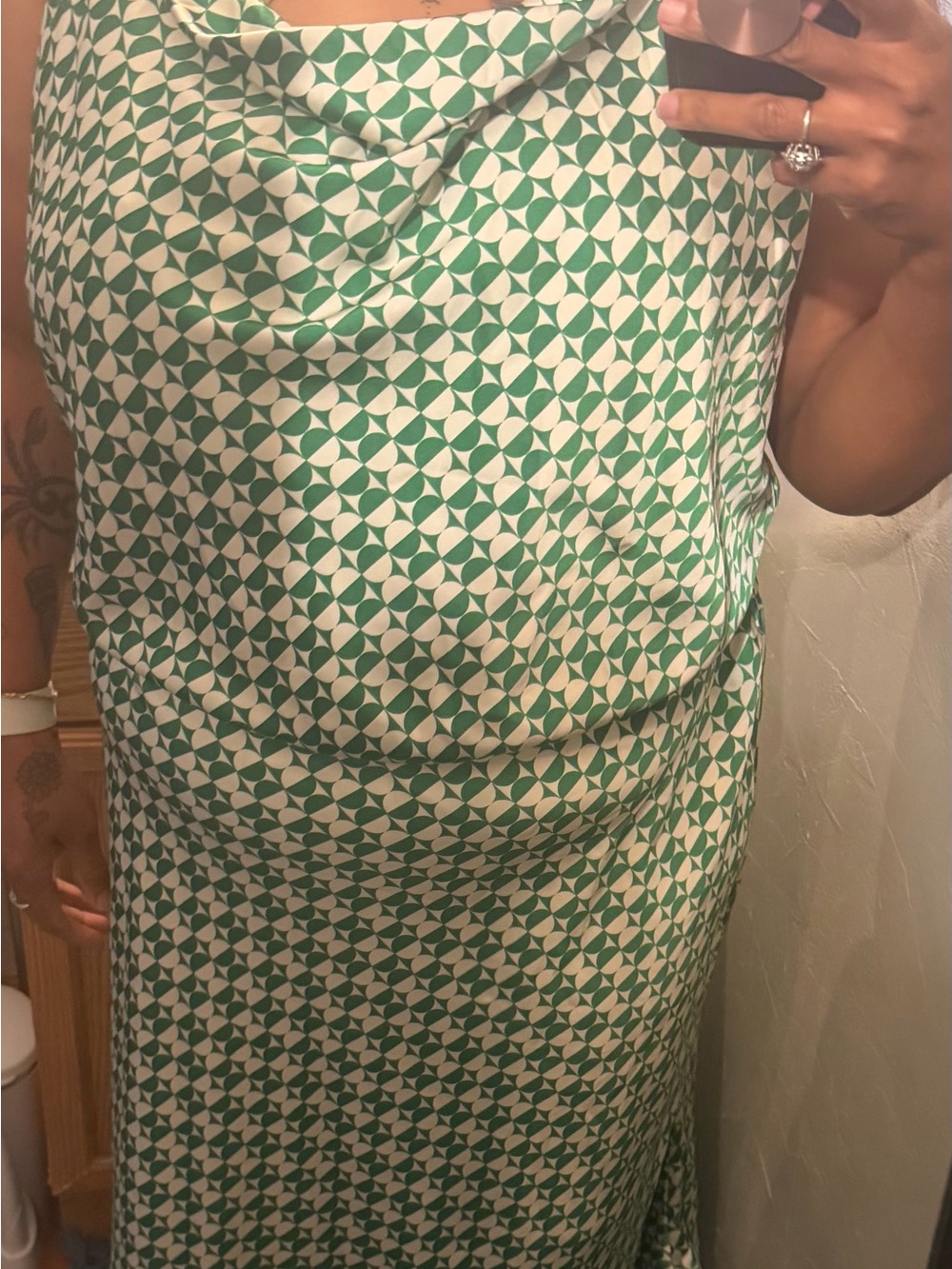 Ava & Viv Green and White Geometric Maxi Dress